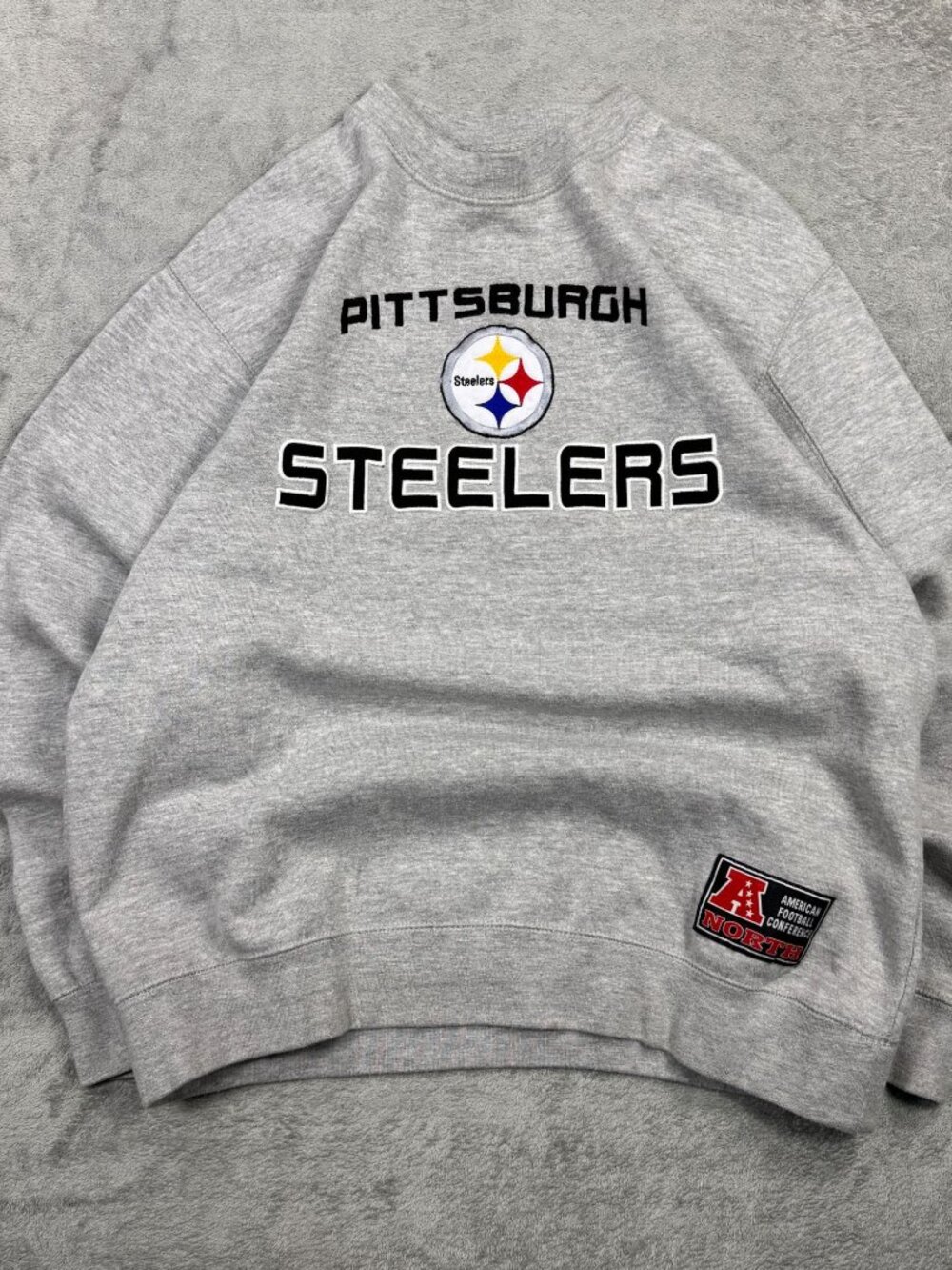 Vintage Y2K Baggy NFL Pittsburgh Steelers Embroidered Gray Sweatshirt Mens S